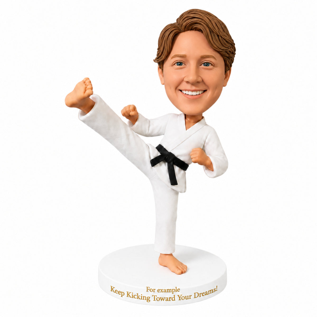 Custom Taekwondo Practitioner Bobbleheads – Customizable Uniform & Pose