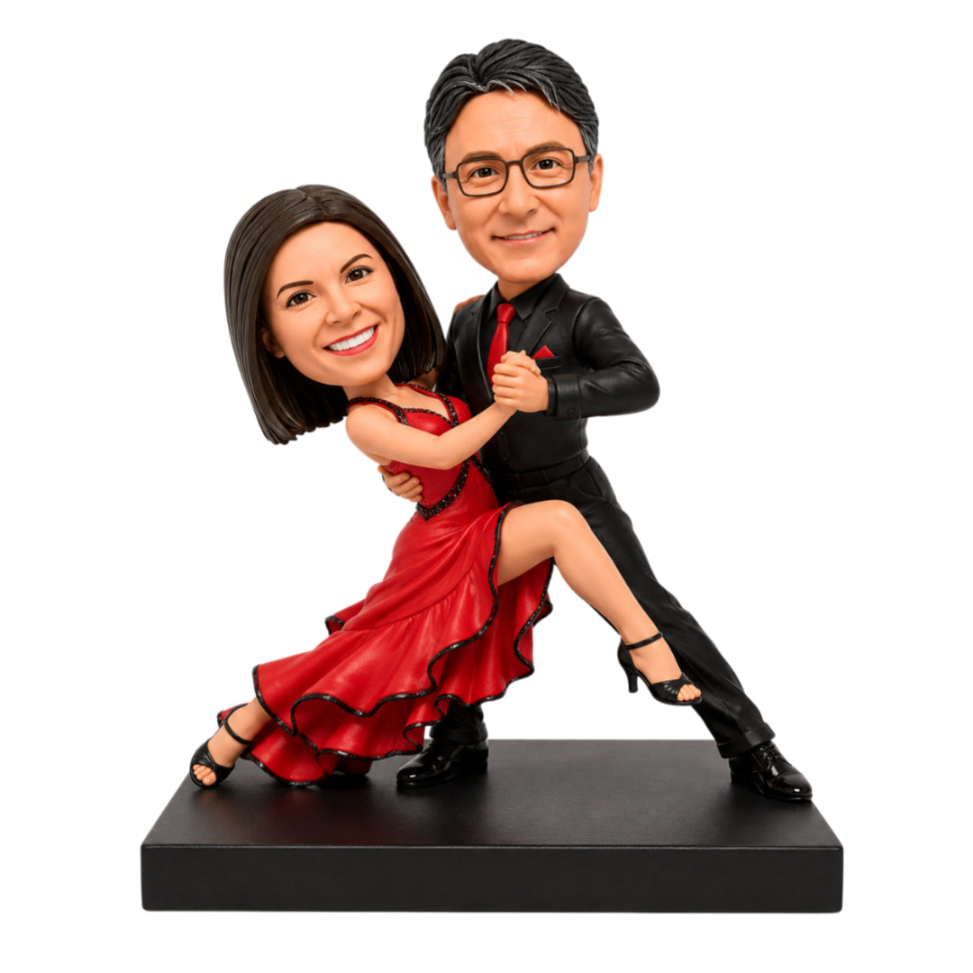 Custom Tango Couple Bobbleheads –-- Customizable Dance Attire & Pose