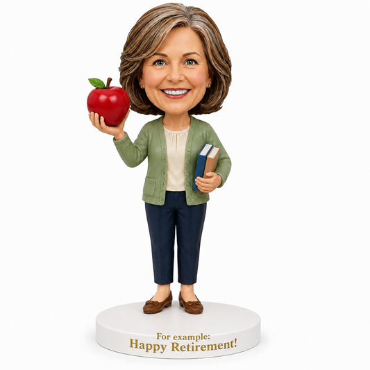 Custom Teacher Retirement Bobbleheads – Customizable Outfit & Pose