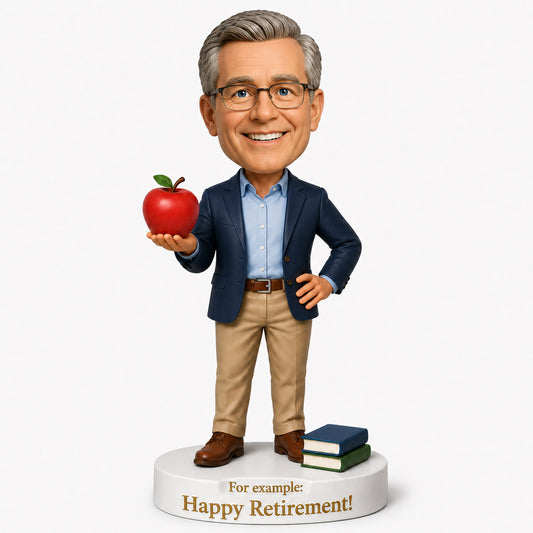 Custom Teacher Retirement Bobbleheads – Customizable Outfit & Pose