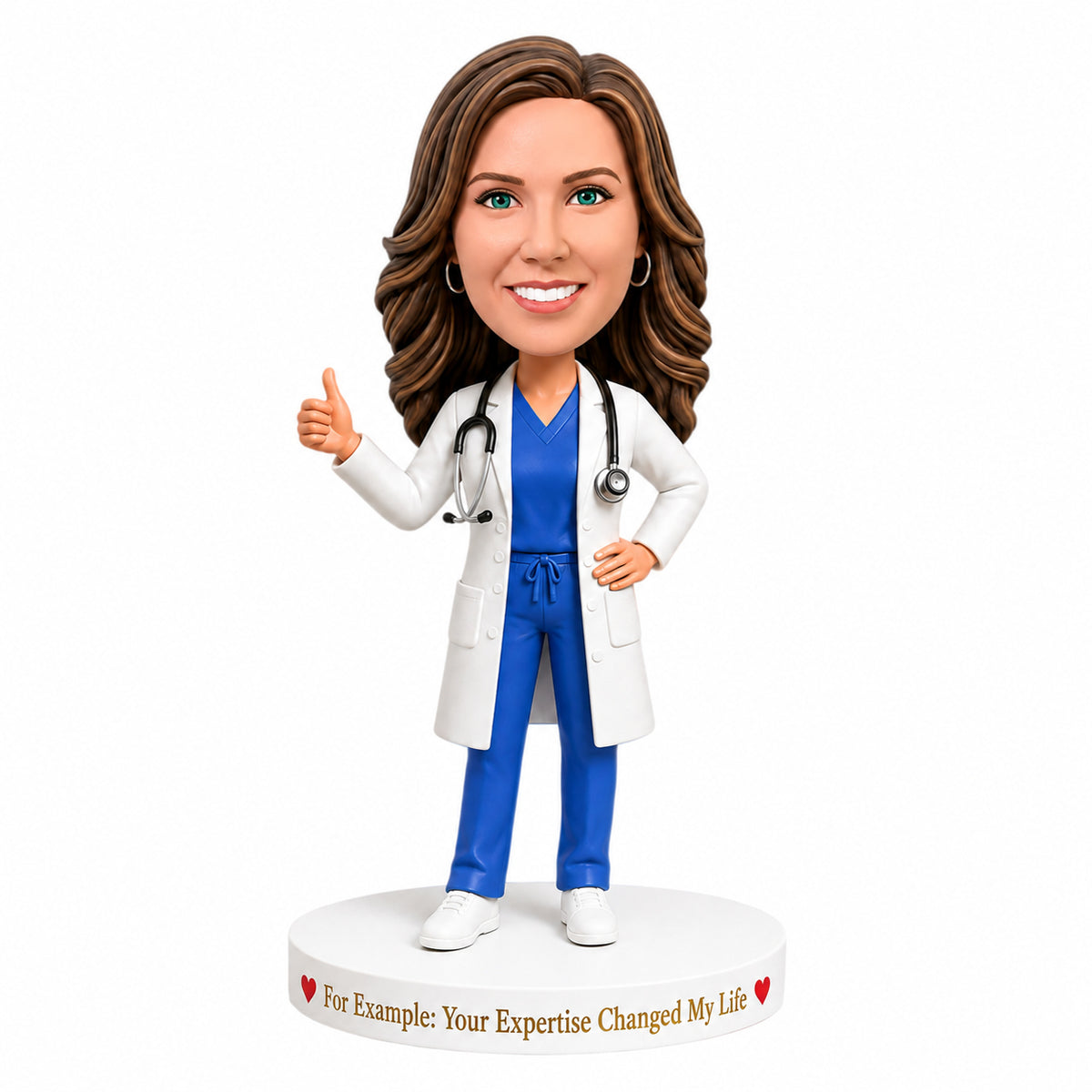 Custom Female Doctor Bobblehead –- Customizable Medical Attire & Pose