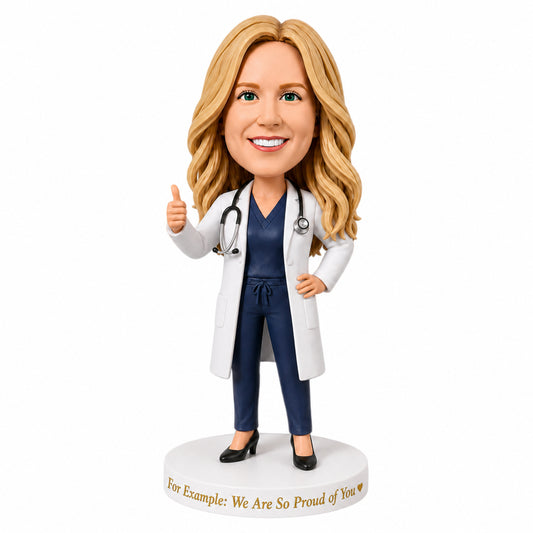 Personalized Doctor Bobbleheads – Customizable Medical Attire & Pose