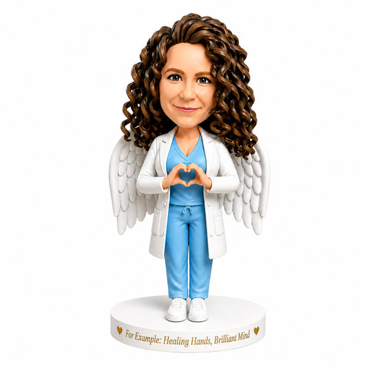 Custom Female Doctor Angel Bobblehead – Customizable Medical Attire & Pose