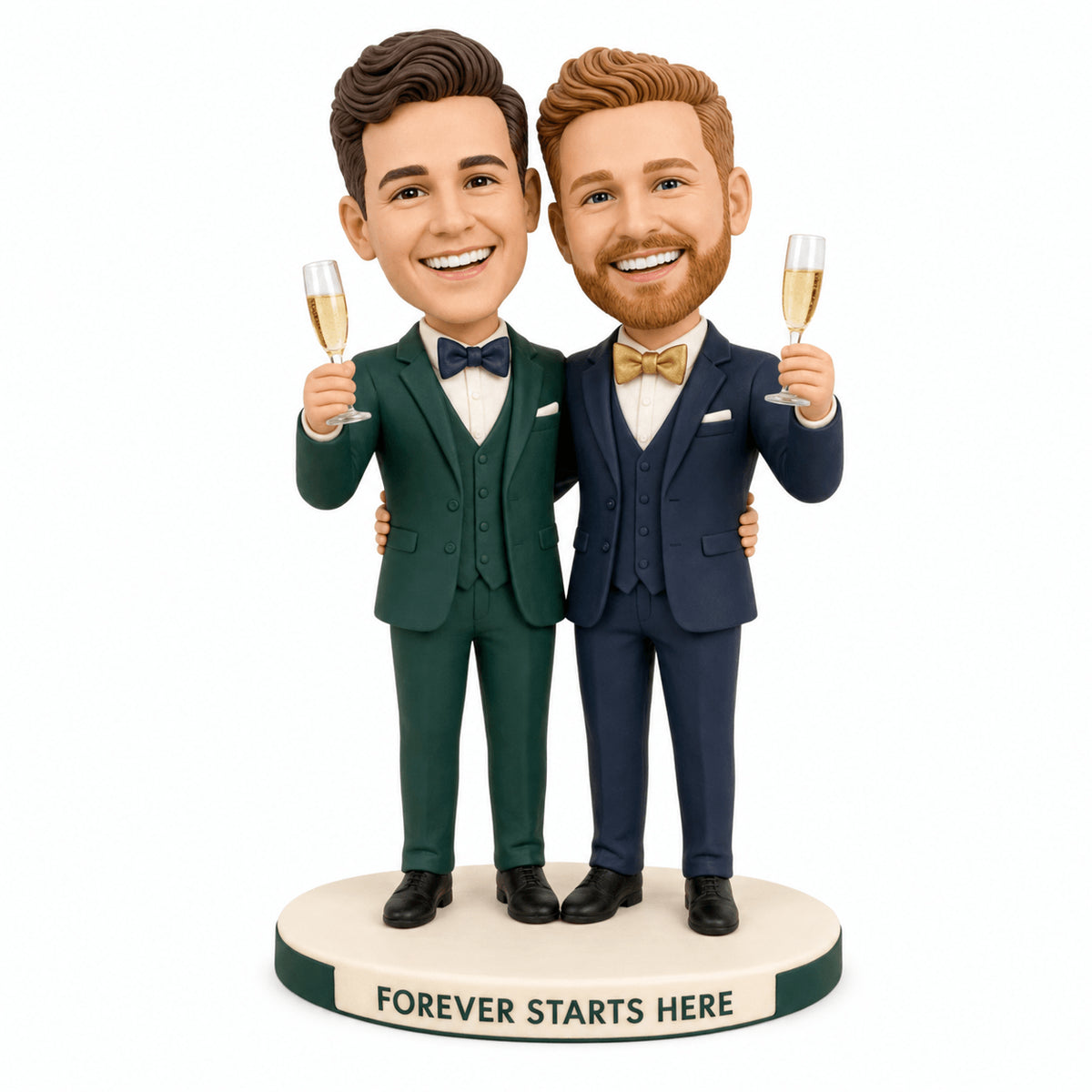 Wedding Gifts for Gay Men – Custom Champagne Toast Bobbleheads | Customize Any Outfit & Pose