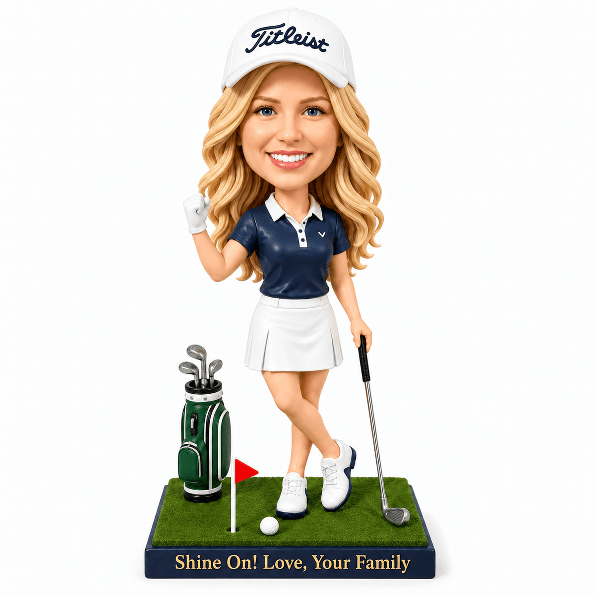 Custom Female Golfers Bobbleheads –-- Customizable Outfit & Pose