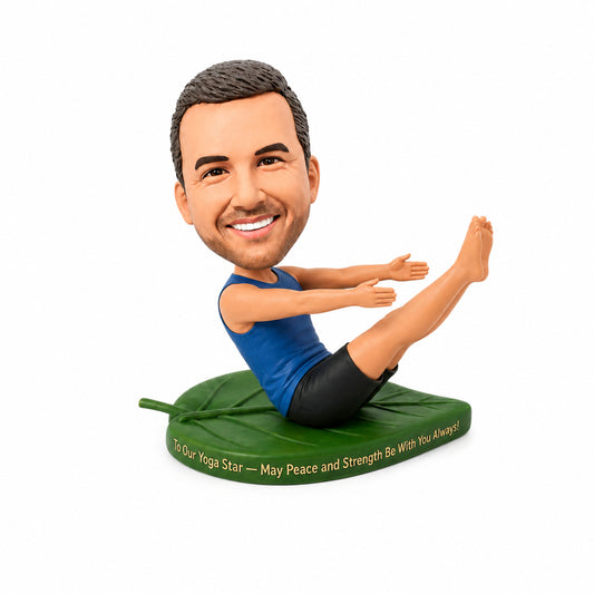 Custom Male Yoga Bobblehead --– Customizable Yoga Outfit & Pose