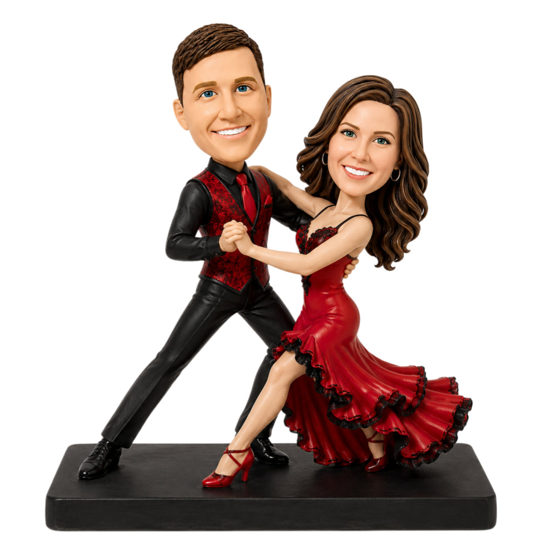 Custom Tango Couple Bobbleheads – Customizable Dance Attire & Pose